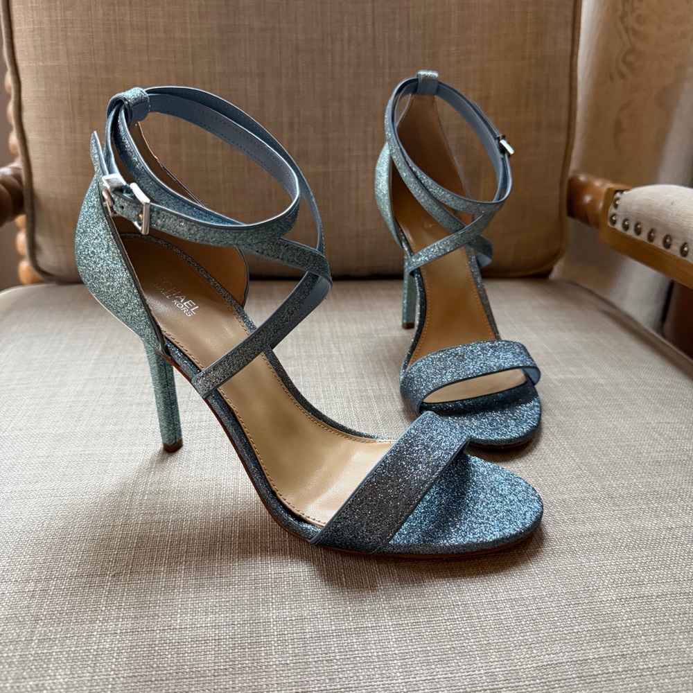 Michael Kors Astrid Blue Glitter Women's Heels Size 10